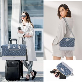 Weekender Bag for Women, Travel Duffel Bag Carry On Overnight Bag with Shoe Compartment Large Nylon Travel Weekend Tote Bag