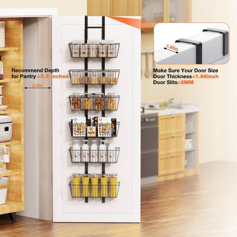 Hocookeper 6 Tier Over the Door Pantry Organizer, Over the