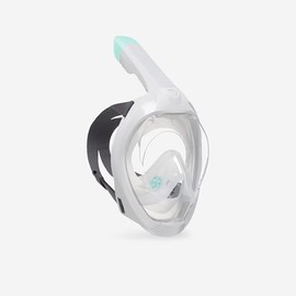 SUBEA TRIBORD Easybreath 500 Full Face Snorkeling Mask (2024 Version) with Dry-top Release, Panoramic 180º View, Anti-Fog. Includes a Large Microfiber Cloth 6.6" x 5,7" (Gray, S/M)