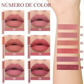 6PCS Lapiz Labial Mate Lapiz Labial Antiadherente,Lápiz labial antiadherente,Lápiz labial mate, lápiz labial hidratante de larga duración, esmalte de 