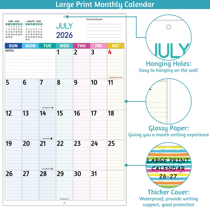 2026-2027 Wall Calendar - Large Print Calendar, 18 Monthly Calendar,