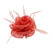 Zac's Alter Ego Salmon/Peach Rose Net Fascinator with Feathers on