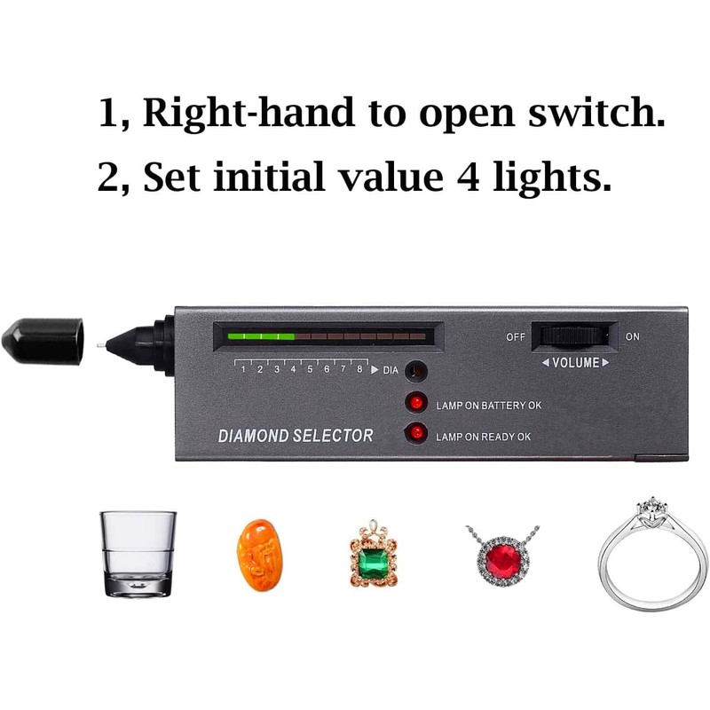 Diamond Tester＋60X LED Magnifying Glasses Jeweler Tool Kit Combo，for Novice