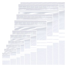 Ziplock Bags 16 x 22 cm Pack of 100 Reusable Bags Freezer Bags 50 µm Thick DIN A5 with Labelling Field (160 x 220 mm)