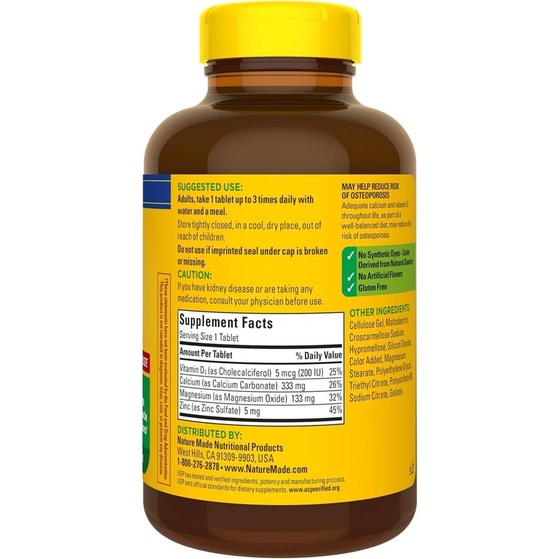 Nature Made Calcium, Magnesium & Zinc w. Vitamin D Tablets