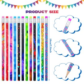 Chinco 25 Pieces Wooden Pencil with Eraser for Kids Assortment Colorful Fun Pencils Bulk with Eraser Kids Novelty Back to School Supplies for Classroom, Student Reward, Stationery Party Favors