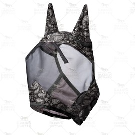 Harrison Howard LumiVista Horse Fly Mask Standard with Ears UV Protection for Horse Paisley Wave L Full Size