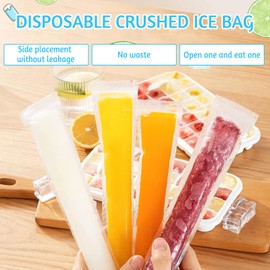 shallyong Water Ice Bags, Pack of 100 Water Ice Moulds, Water Ice Bags Reusable, with Funnel, Reusable, Ice Pop Maker, Popsicle Moulds (27 x 5.5 cm)