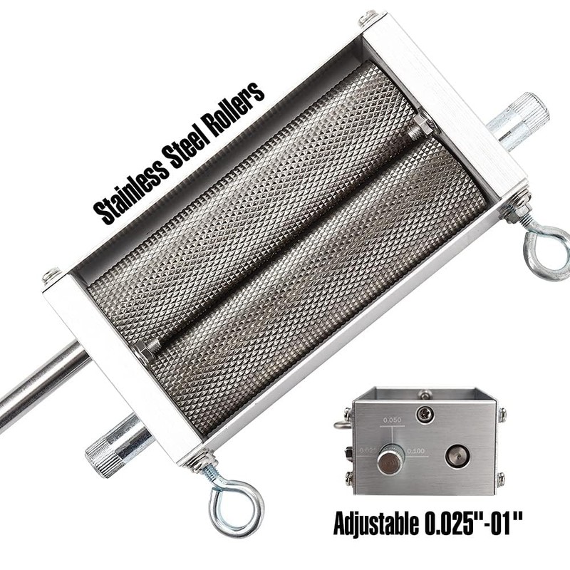 FERRODAY Malted Grain Mill - 2 Roller Stainless Steel Crusher,