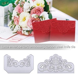 Create idea 2 Pieces DIY Lace Flower Edge Cutting Dies Metal Reusable Embossing Stencil Cutting Template Craft Shapes for Invitation Paper Card