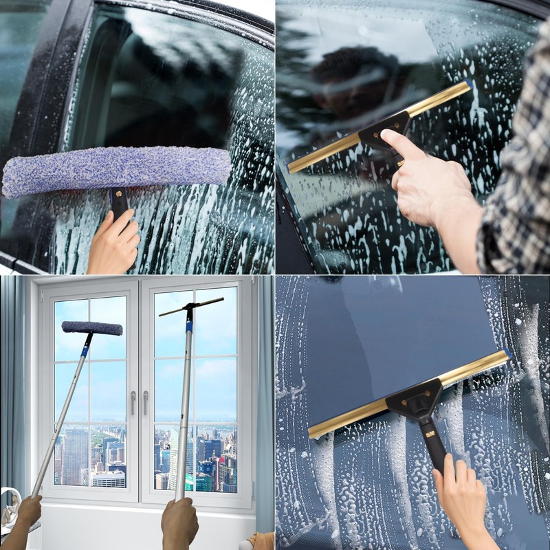 Pro Window Cleaning Kit with Storage Bucket, with 4 13