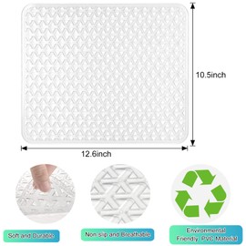 2 Pack Kitchen Sink Mat for Stainless Steel Sink, PVC Eco-friendly Sink Protector for Kitchen Sink, Dishes and Glassware, Fast Draining, Triangular Hole Design, 12.6 x 10.5 Inches (Clear)