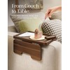 HOLANA 15.75" Acacia Couch Armrest Table - Wood Couch Arm