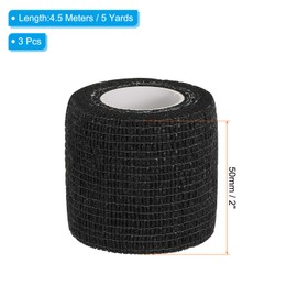 PATIKIL Camouflage Tape 2" x 5 Yards, 3 Pack Self Adhesive Protective Camo Tape Wrap Waterproof Bandage for Outdoor Hunting Camping, Black