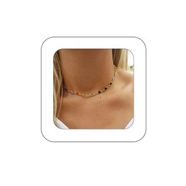 Bethynas Bohemian Colorful Crystal Gemstone Choker Necklace Enamel Butterfly Collar Necklace Cute Hollow Butterfly Station Chain Choker for Women Girls (Colorful Crystal)