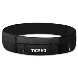 TIGEAR Running Belt, Water Resistant Fanny Pack for Gym, Waist Pack with Phone Pocket for Marathon, Hiking, Cycling and Travel, black