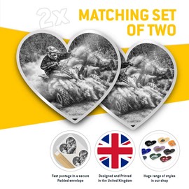 2 x 10cm Heart Vinyl Stickers - Quad Bike ATV 4x4 Dirt Biker Sports Decals 43417