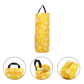 QIANRENON Kitchen Grocery Plastic Trash Bag Holder Washable Wall Mount Folding Little Daisy Storage Bag for Kitchen Bathroom Living Room Office Camper 2 PCS with 2 Hooks (Daisy Orange)