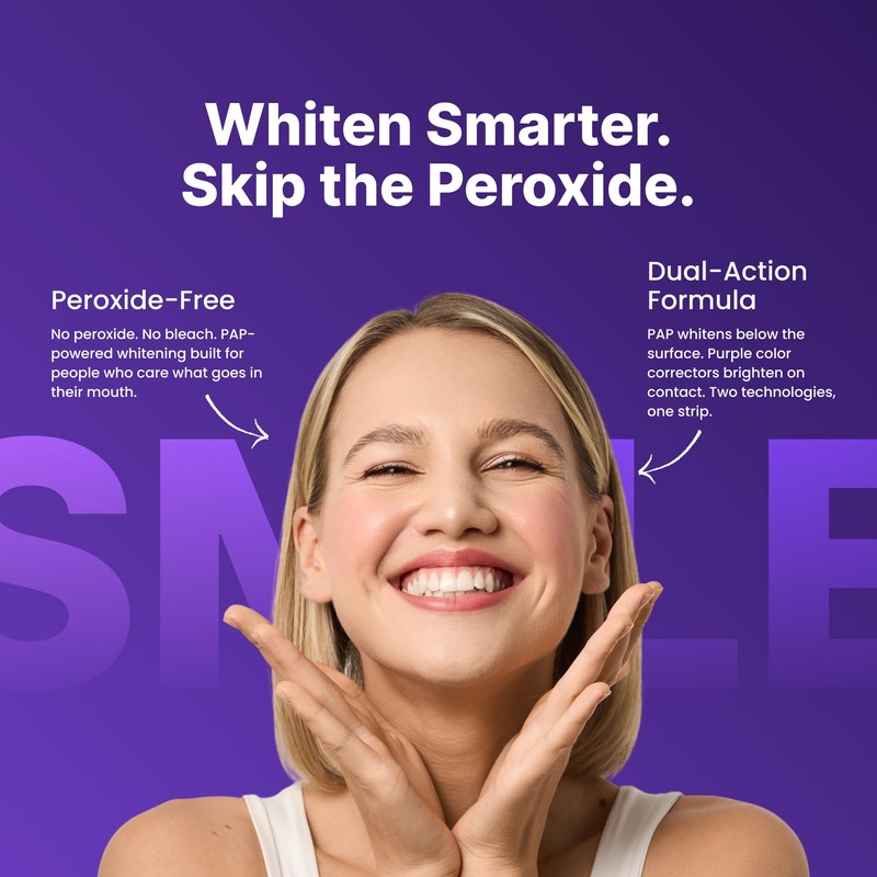 DRDENT Purple Teeth Whitening Strips 21 Treatments - Enamel Safe