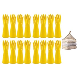 8 pares de guantes de limpieza gruesos, guantes largos para lavar platos de cocina, guantes impermeables de goma para el hogar S/M/L/XL