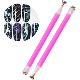 Nail Cat Eye Magnet Slice Double Head Magnet Stick Tool For 3D Magnetic Cat Eye Gel Magic Nail Art Manicure Professional Nail Art (Pink)