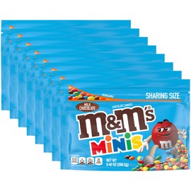 M&M'S Minis Milk Chocolate Candy, Sharing Size, 9.4 oz Resealable Bag (Pack of 8)