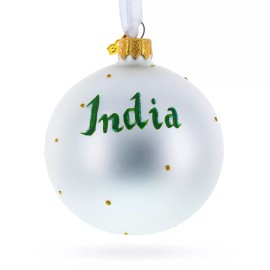 BESTPYSANKY Flag of India Blown Glass Ball Christmas Ornament 3.25 Inches