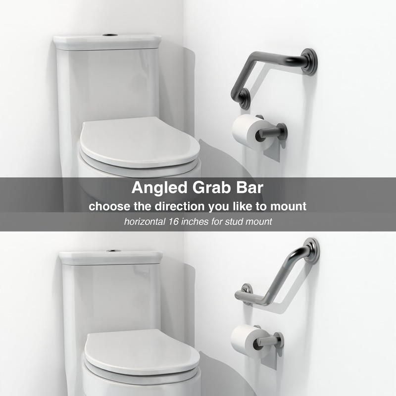 AquaChase 1-1/4 x 16inch Angled Grab Bar for Stud Mount