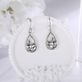 925 Sterling Silver Bowling Earrings Dangle Hypoallergenic Sports Jewelry Gifts for Women