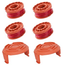 4 Packs of Replacement Spools for Worx 20 V Grass Trimmer WG180/WG163/WA0010 - 1.65 mm Diameter Nylon Thread 3 m Length Thread Spool + 2 Caps WA6531 - Highly Tearproof & Weather Resistant