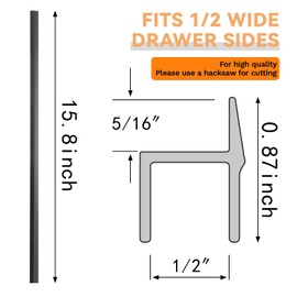 4 Pieces Hanging File Rails PVC Black File Rails for 1/2 Drawer Sides Hanging File System Keeping Your Folders Neat and Organized (1/2 Inch Drawer Sides 15.8 Inch Long)