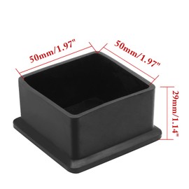 Bonsicoky 4 Pcs Square Rubber Furniture Leg Caps (2" x 2"), Vinyl Flexible Chair Leg Floor Protectors for Patio Indoor Chair Table Bed, 50mm x 50mm