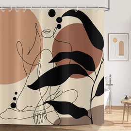 ASDCXZ Boho Style Duschvorhang 180x180 cm, Modern Abstrakt Kunst Boho Mädchen Körper Linie Bad Waschbar Duschvorhänge Polyester Textil Wasserdicht Duschvorhang für Badewanne mit 12 Haken