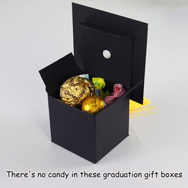 TrlaFy 30Pcs Graduation Cap Candy Boxes Black Graduation Gifts Boxes Graduation Party Favor Boxes with Tassel for Graduation Party Supplies Decorations