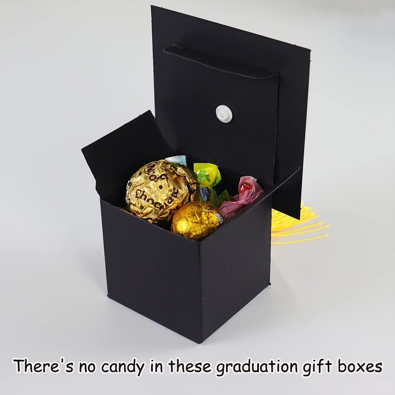 TrlaFy 30Pcs Graduation Cap Candy Boxes Black Graduation Gifts Boxes