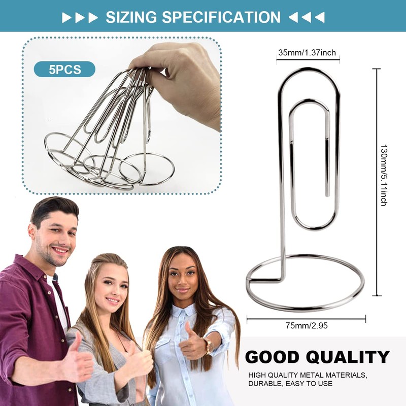 LNQ LUNIQI 5Pcs Desktop Jumbo Paper Clip Table Memo Holder