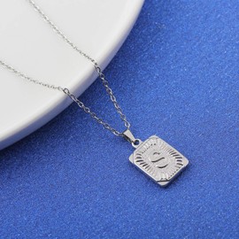 Glimmerst Initial Pendant Necklace 18K Gold Plated Stainless Steel Letter Necklace Personalizd Name Necklace for Women, Metal, No Gemstone