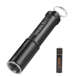 BORUIT RJ11 Mini EDC Flashlight 3A/AAA Battery Power - Small Keychain LED Flashlights Bright 120 Lumen Pocket Light Single Model, Lightweight fit Home Emergency Working Walking