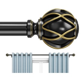 Short Curtain 30 inch,Thick Tube, Never Bend, Adjustable Length, Diameter 3/4 inch, Black Curtain Rods