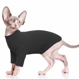 PUMYPOREITY Cat Clothing, Winter Cat Clothes Cotton Soft Breathable(Black, XL)