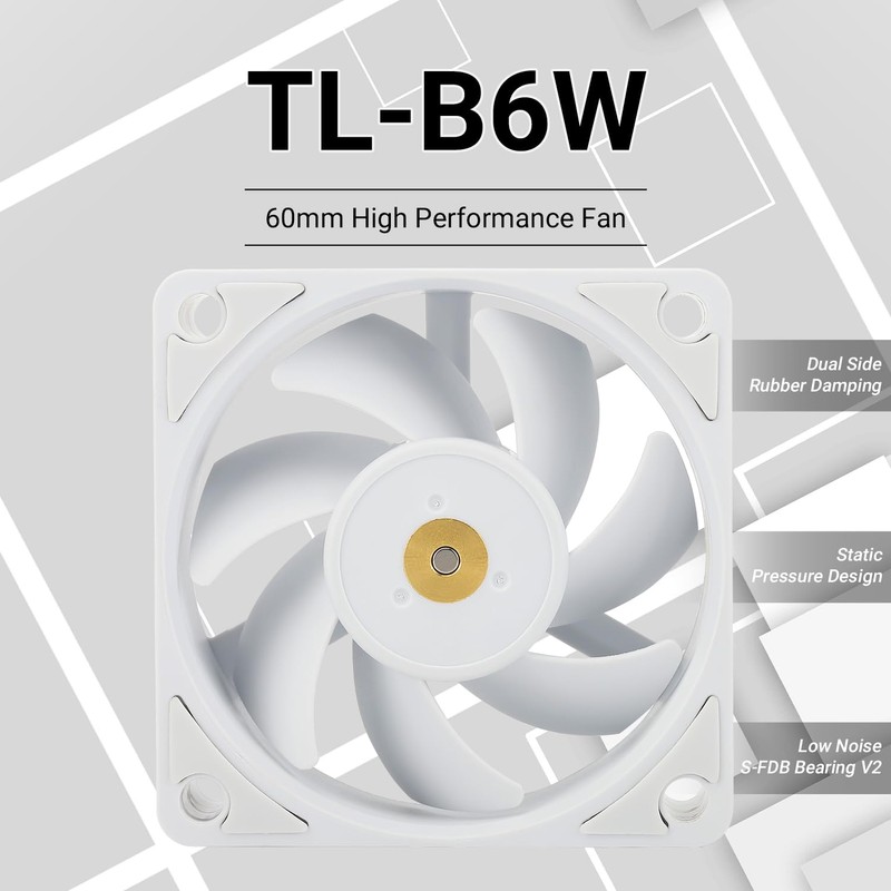Thermalright TL-B6W 60mm CPU Cooler Fan, Silent Computer Case Cooler,6025