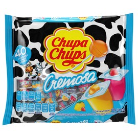 Chupa Chups Lollipops, 40 Candy Suckers for Kids, Cremosa Yogurt, 2 Assorted Creamy Flavors, for Gifting, Parties, Office, 40 Count