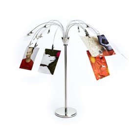 Umbra Fotofalls – Desktop Photo Holder and Picture Stand with Plated Wire and Metal Clips, Nickel, Medium