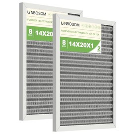 2 Pack 14x20x1 HVAC Furnace Air Filter Reusable& Washable, MERV 8, Electrostatic, Lasts a Lifetime, Breathe Fresher Air in Home and Office (Actual Size: 13.75x19.75x1 Inch)
