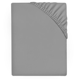 Microfiber Fitted Sheet Double - (25cm) 10 inch Deep Pocket Double Bed Sheets - Corner Elastic Bedding Sheets (137 x 193cm) - Fade Resistant Bedsheets - Grey