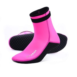 3mm Neoprene Diving Socks(Size 4-12), Panzexin Wetsuit Socks Sand-Proof Scuba Snorkeling Fins Socks for Open Water Swimming, Kayaking, Paddle Boarding and More Beach Water Sports (Pink, Large)
