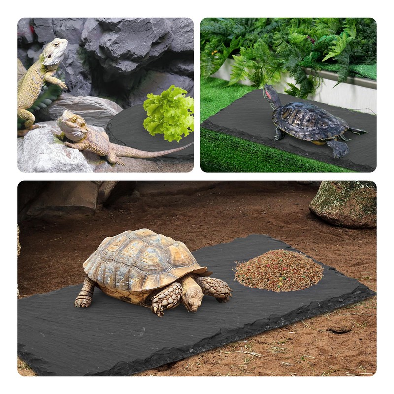aleawol 3Pack Tortoise Slate Pad, Large Rectangular Reptile Basking Platform