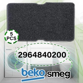 5 Pieces Tumble Dryer Sponge Filter 243 x 153 x 12 mm with The Original Code 2964840100 2964840200 for Beko 782372445 782372152 for Smeg - Onix TECH