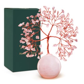 KARMAPLEDGE Rose Quartz Crystal Tree of Life Gifts for Women, Office Decor, Healing Crystal and Stones Chakra Tree for Positive Energy, Reiki Healing, Meditation, Good Luck, Spiritual, Birthday Gifts