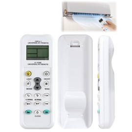 2 white universal remote controls for air conditioners, compatible with most brands, suitable for most split, windows and portable air conditioners, easy to use and versatile